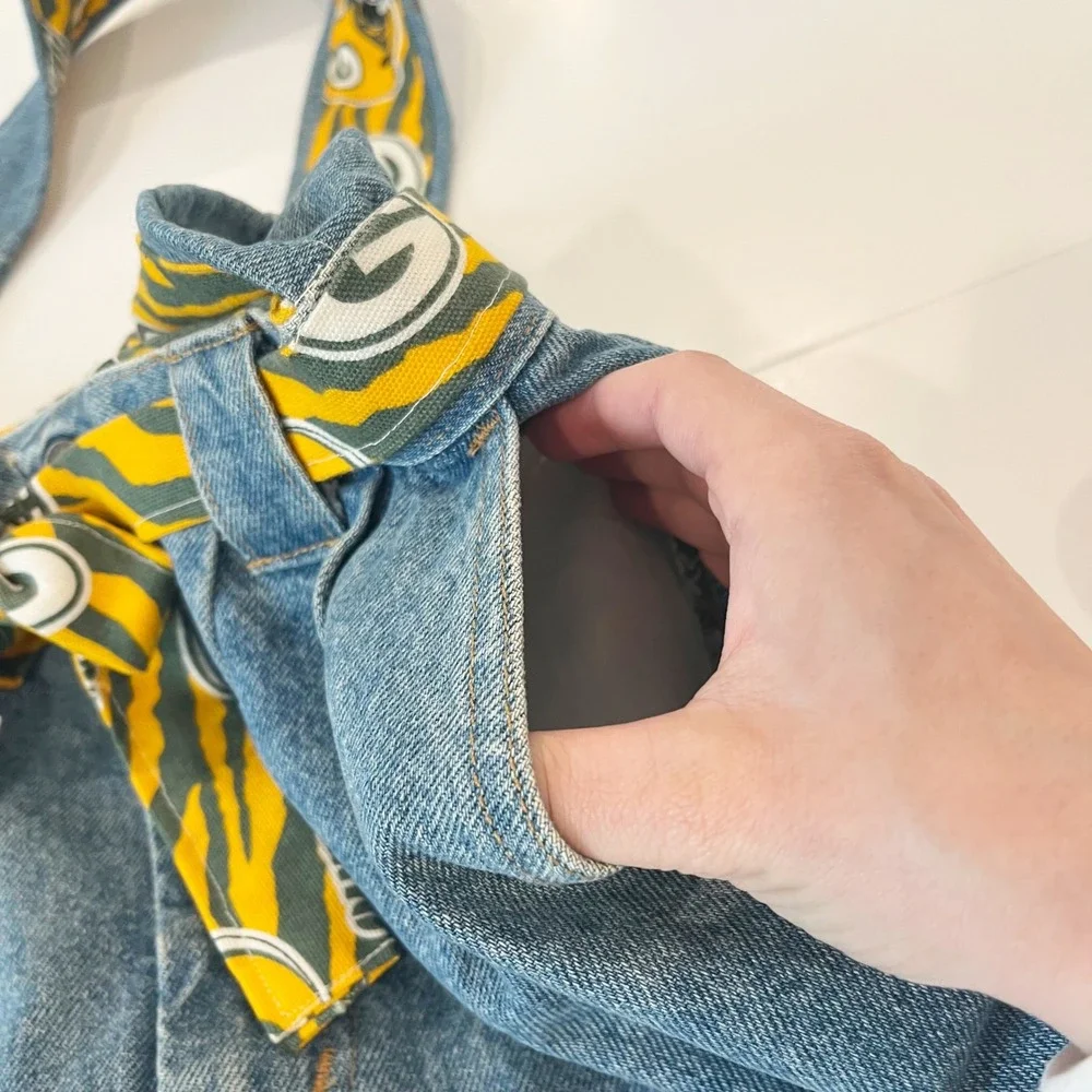 Green Bay Packers Custom Denim Hobo Bag Repurposed Jean Purse NFL Fan Gear